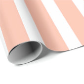Perzik & Witte Verticale Streep Inpakpapier (Rol Hoek)