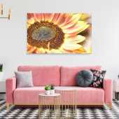 Perzik Zonnebloem Canvas Afdruk (Insitu (Woonkamer))