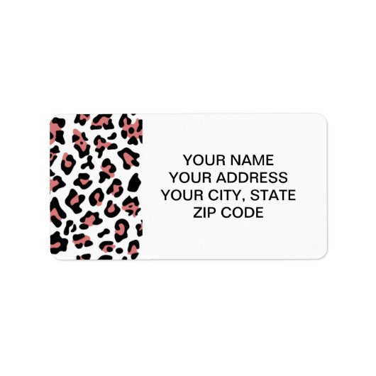 Perzik Zwart Leopard Dier Print Patroon Etiket (Voorkant)