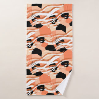 Perzik Zwart Wit Abstract Patroon. Badhanddoek