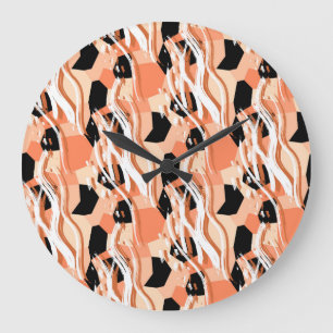 Perzik Zwart Wit Abstract Patroon. Grote Klok