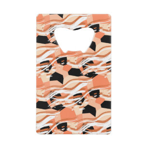 Perzik Zwart Wit Abstract Patroon. Kredietkaart Flessenopener