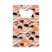 Perzik Zwart Wit Abstract Patroon. Kredietkaart Flessenopener (Achterkant)