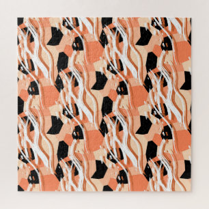 Perzik Zwart Wit Abstract Patroon. Legpuzzel