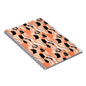 Perzik Zwart Wit Abstract Patroon. Notitieboek (Rechterzijde)