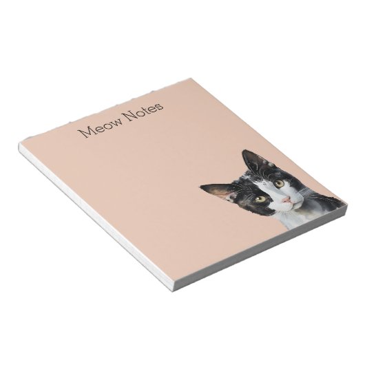 Perzik Zwart Wit Kitty Kat Notitieblok (Schuin)