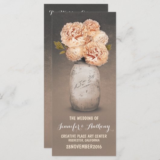 Perzikbeschilderde mason-jar-trouwprogramma's programma (Voorkant / Achterkant)