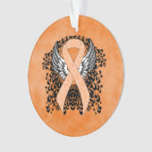 Perzikbewustmakingslint met ringen ornament (voorkant)