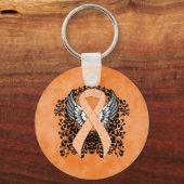 Perzikbewustmakingslint met ringen sleutelhanger (Voorkant)