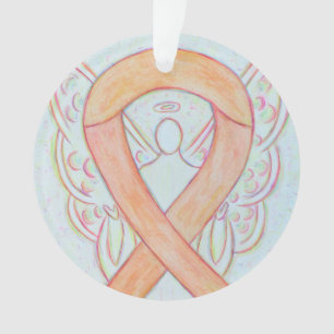 Perzikbewustzijn Ribbon Angel Gepersonaliseerd sie Ornament