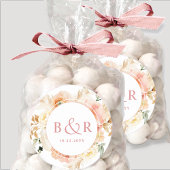 Perzikblindheid met Coral Wedding Envelope / Favor Ronde Sticker