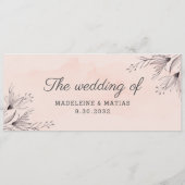 Perzikbloem en grijze bloesem, de bruiloft van menu (Achterkant)