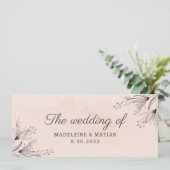 Perzikbloem en grijze bloesem, de bruiloft van menu (Staand voorkant)