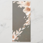 Perzikbloemblaadjes taupe bruin bruiloft menu (Achterkant)