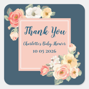 Perzikbloemen Bedankt Baby shower Favoriet Tag