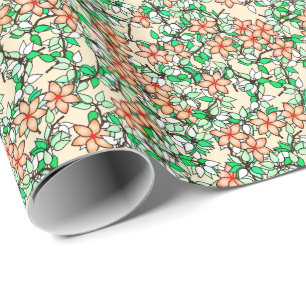 Perzikbloemen, bleke perzik achtergrond cadeaupapier