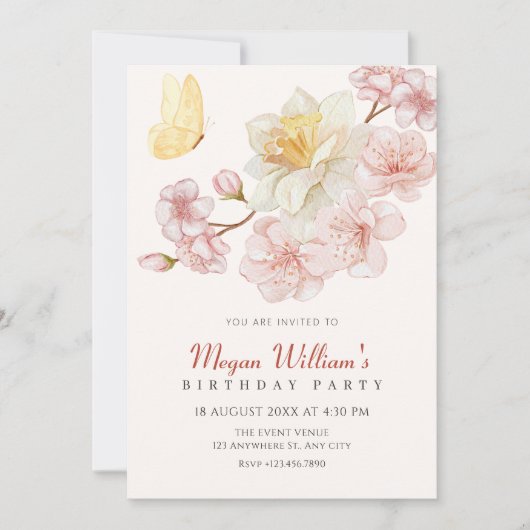 Perzikbloemen bloeien kaart (Voorkant)