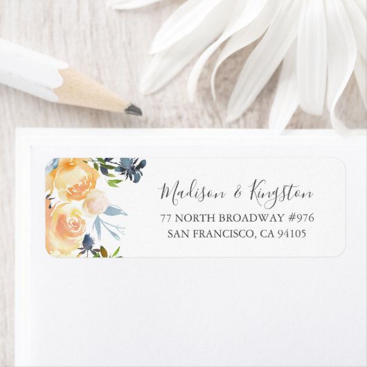 Perzikbloemen Elegant Weddenschap Return Label (Insitu)