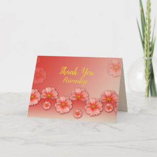 Perzikbloemen en roze bloemen Bedankt dat je je pe Kaart