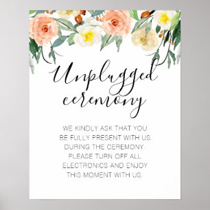 Perzikbloemen Geen foto's Unplugged huwelijkscerem Poster