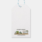 Perzikbloemen in Gele Pot Cadeaulabel (Achterkant)