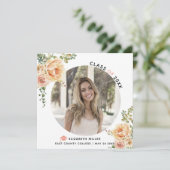 Perzikbloemen Klasse van 2025 afstuderen foto Aankondiging (Staand voorkant)