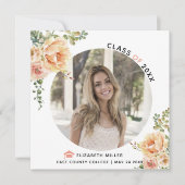 Perzikbloemen Klasse van 2025 afstuderen foto Aankondiging (Voorkant)