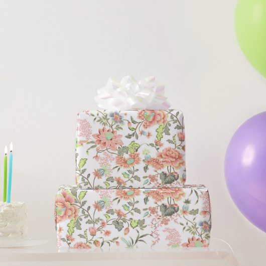Perzikbloemen met levende vogels cadeaupapier (Feestgeschenken)