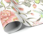 Perzikbloemen met levende vogels cadeaupapier (Rol Hoek)