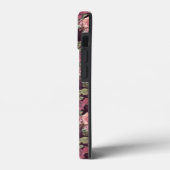 Perzikbloemen op het Paarse diamantmonogram Case-Mate iPhone Case (Achterkant / Links)