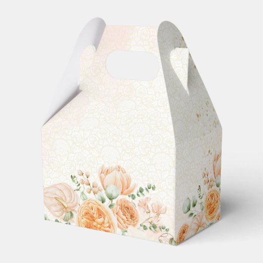 Perzikbloemen schattig Indiaas bruidskoppel op maa Bedankdoosjes (Achterkant)