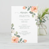 perzikbloemige | Bruiloft Menu (Staand voorkant)