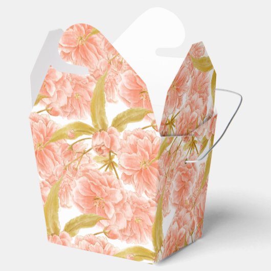 Perzikbloesem bloemenkunst waterverf patroon bedankdoosjes (Geopend)