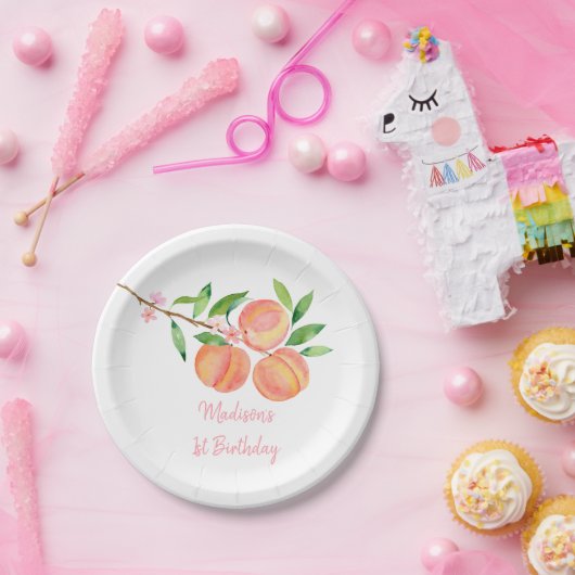Perzikbloesem Een zoete perzik Verjaardag Papieren Bordje (Feest)