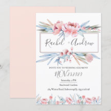 Perzikbloesem | Floral bruiloft uitnodiging