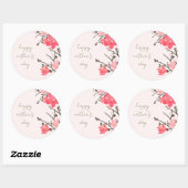 Perzikbloesem Waterverf Moederdag Ronde Sticker (Vel)