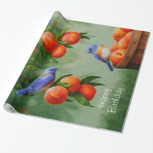 Perzikbomen en Westerne blauwvogels Cadeaupapier