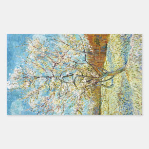 Perzikbomen in Blossom Vincent Van Gogh Rechthoekige Sticker