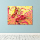 perzikdoek met rode vlinder canvas afdruk (Insitu (Houten vloer))