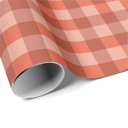 Perzikdons Oranje Dambordpatroon Cadeaupapier (Rol Hoek)
