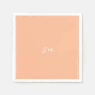 Perzikdons vaste kleur trendy pastel initialen naa servet