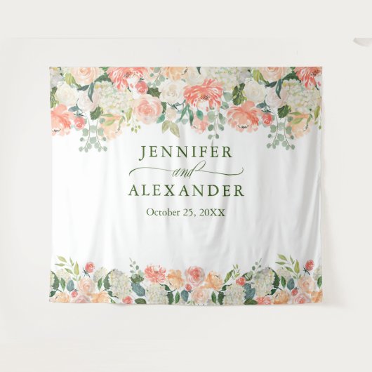 Perziken Bloem Extra-Groot Fotohokje Achtergrond Wandkleed (Voorkant (horizontaal))