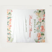 Perziken Bloemen Bruidsbruiloft Fotocabine Achterg Wandkleed (Voorkant (horizontaal))