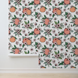 Perziken & Bloesem Bloemen Bloemen Fruit Patroon Behang