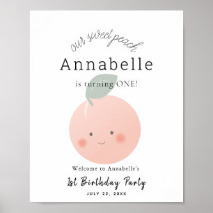 Perziken & Cream Kawaii Girl Birthday Welkomstteke Poster