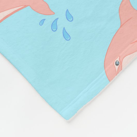 Perziken de roze dolfijn fleece deken (Hoek)