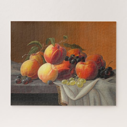Perziken, druiven en appels, beeldende kunst legpuzzel (Horizontaal)
