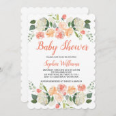 Perziken en Baby shower-crème Kaart (Voorkant / Achterkant)