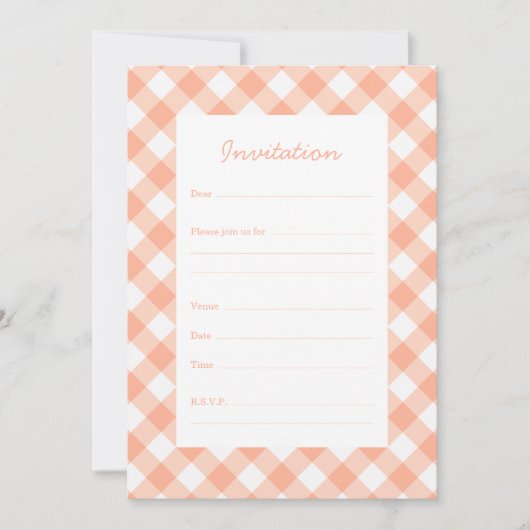 Perziken en Crème platte uitnodigingskaart Kaart (Voorkant)