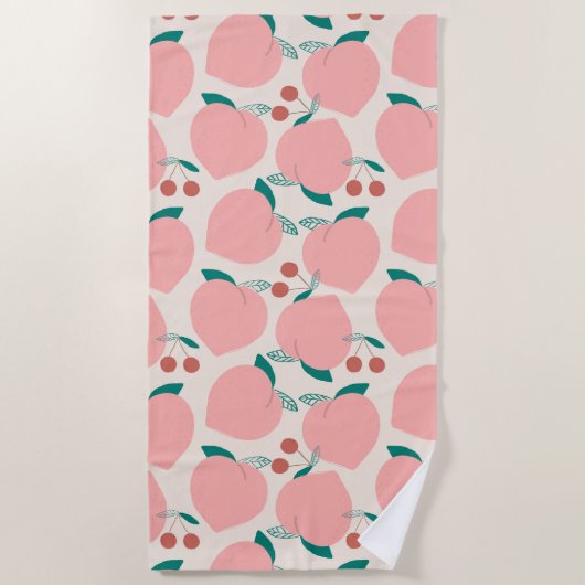 Perziken en rode kersen Fun Fruit Pattern Strandlaken (Voorkant)